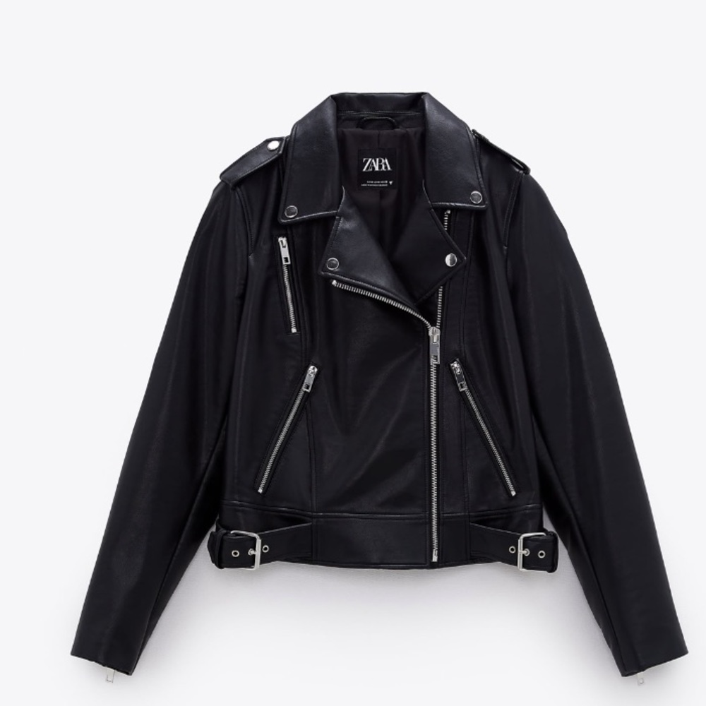 ZARA BLACK FAUX LEATHER JACKET SZ XS